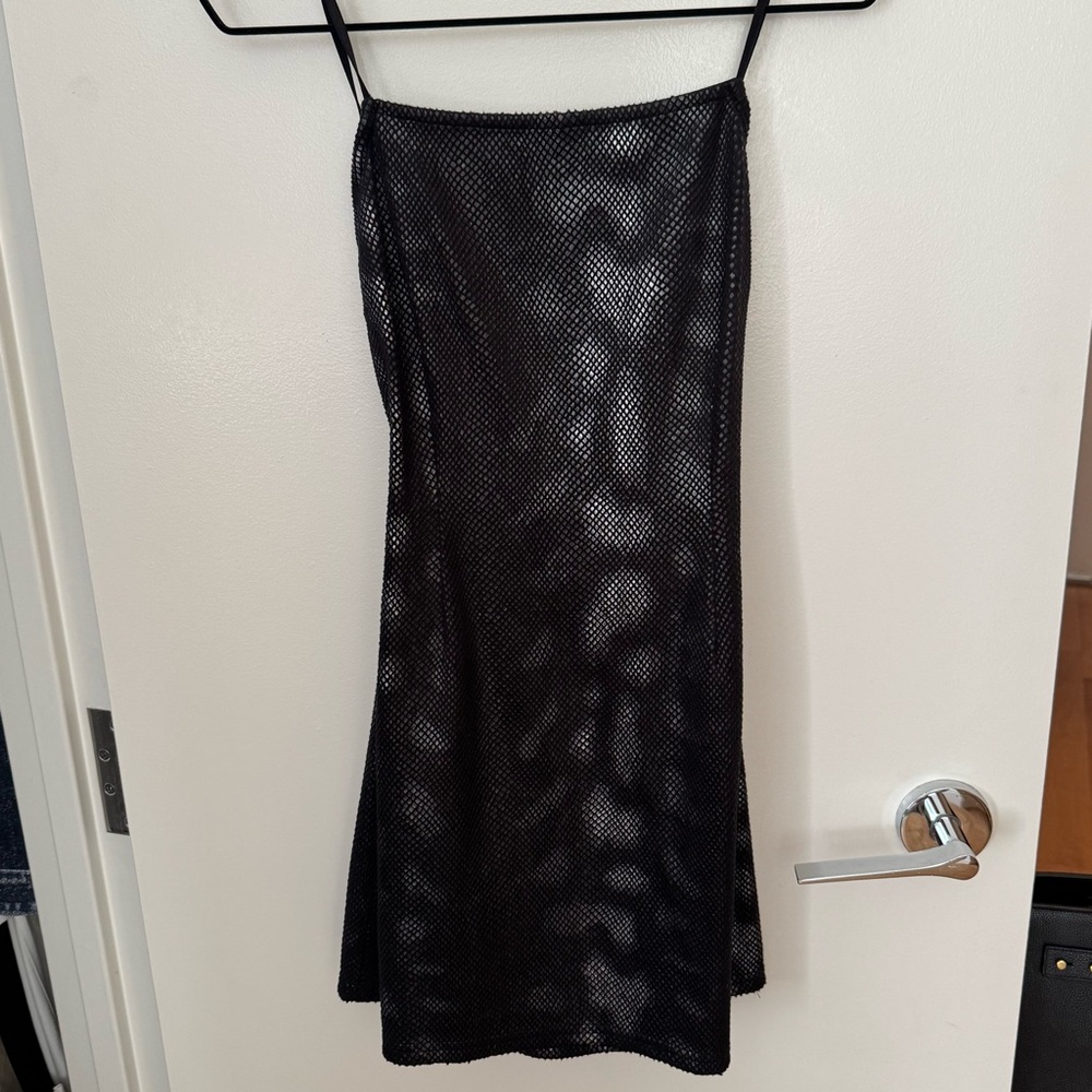 Snake Texture Metallic Mini Dress Open Back